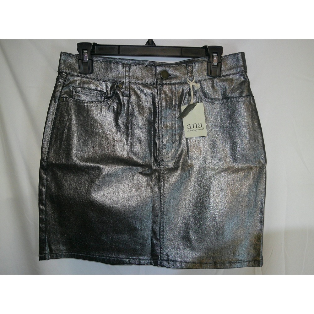 ANA A New Approach Silver Metallic High Rise Mini Skirt Size 4 $44 NWT
